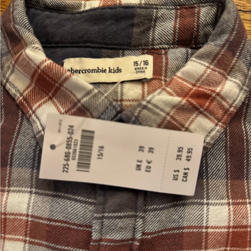 Abercrombie Kids Gray and Red Button Down Shirt